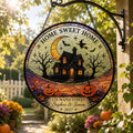 Personalized Halloween Stained Glass Suncatcher, Custom Haunted House Window Hanging, Home Sweet Home Decor, Family Gift, Home Sweet Home