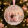 Personalized Best Friends Christmas Ornament 2026, Custom Bestie Names Ornament, Friendship Gift for Her, Pink Winter Keepsake