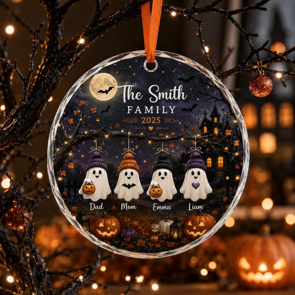 Personalized Halloween Family Ornament, Custom Ghost Family Keepsake, Family Name Halloween Decor, Spooky Pumpkin Ornament 2026