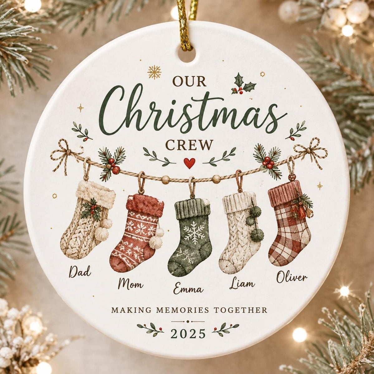 Personalized Christmas Family Ornament 2026, Custom Name Christmas Crew Ornament, Family Stocking Keepsake, Holiday Family Gift