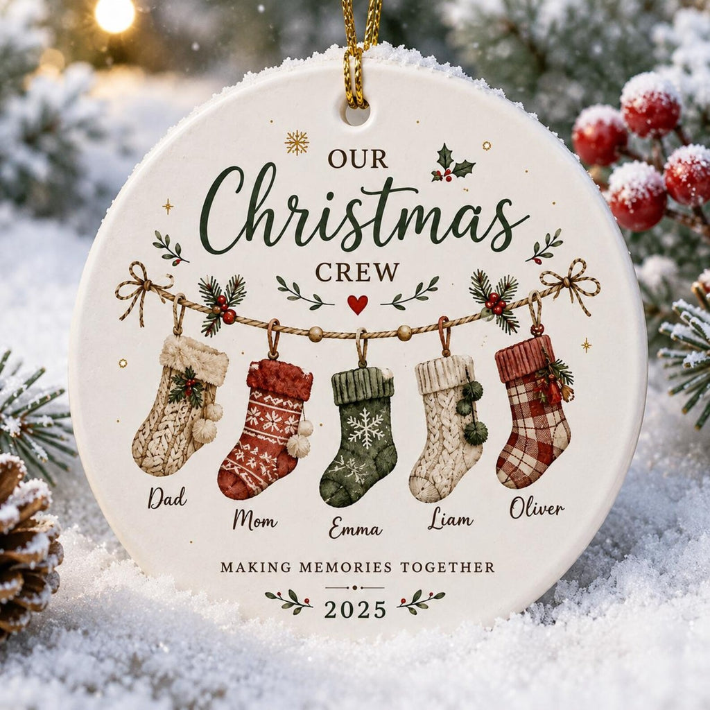 Personalized Christmas Family Ornament 2026, Custom Name Christmas Crew Ornament, Family Stocking Keepsake, Holiday Family Gift