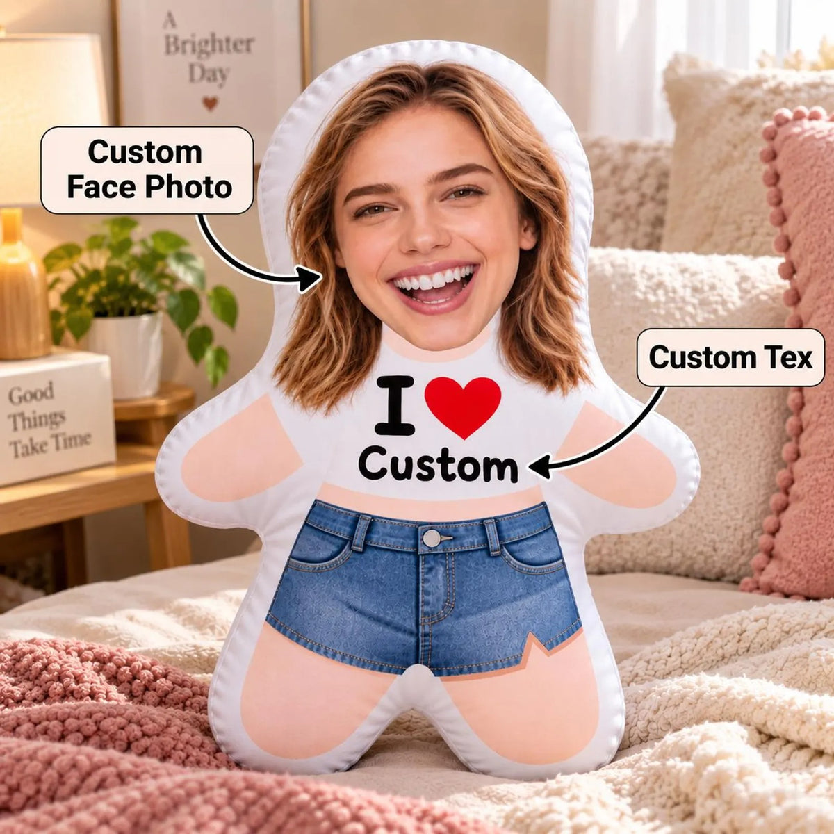 Custom Face Pillow, Personalized Photo Pillow, Funny Boyfriend Girlfriend Gift, Custom Doll Pillow, Best Friend Birthday Gift